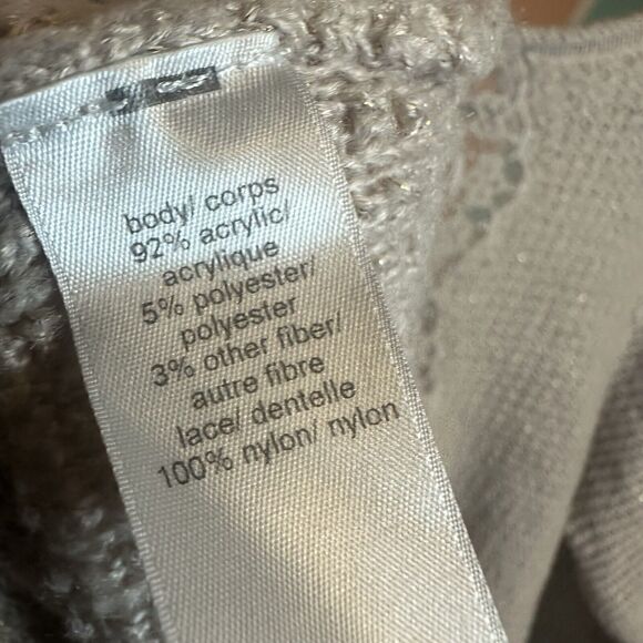 Maurices Tunic Sweater Long Sleeve V-Neck Lace Trim Back Light Peach Size 1 - Picture 6 of 6